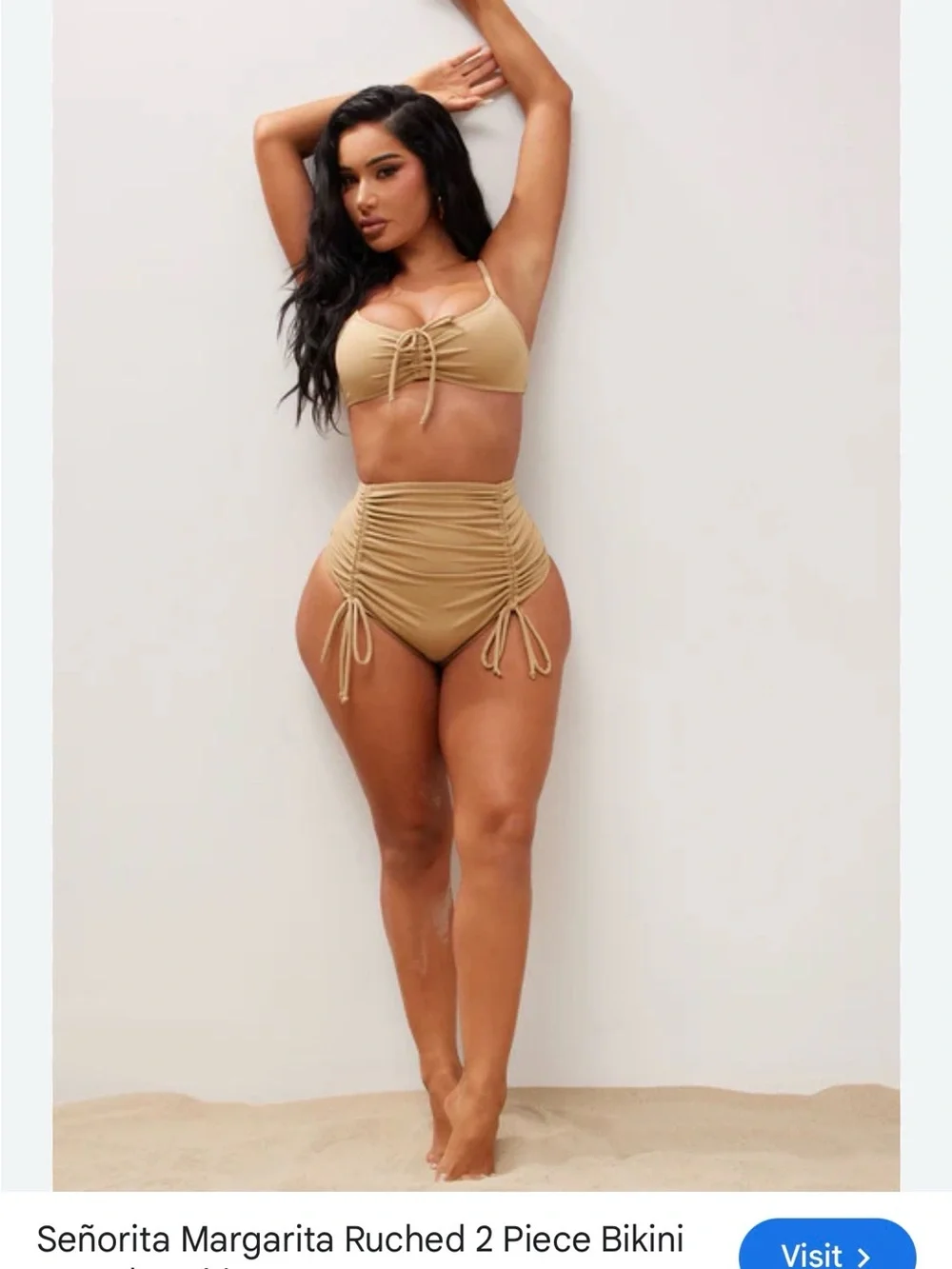 Fashion Nova Tan Ruched 2-Piece Bikini Set